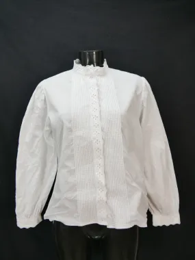 Gr.42 Trachtenbluse weiß Bluse Karlsbader Baumwolle mit Spitze TB7802