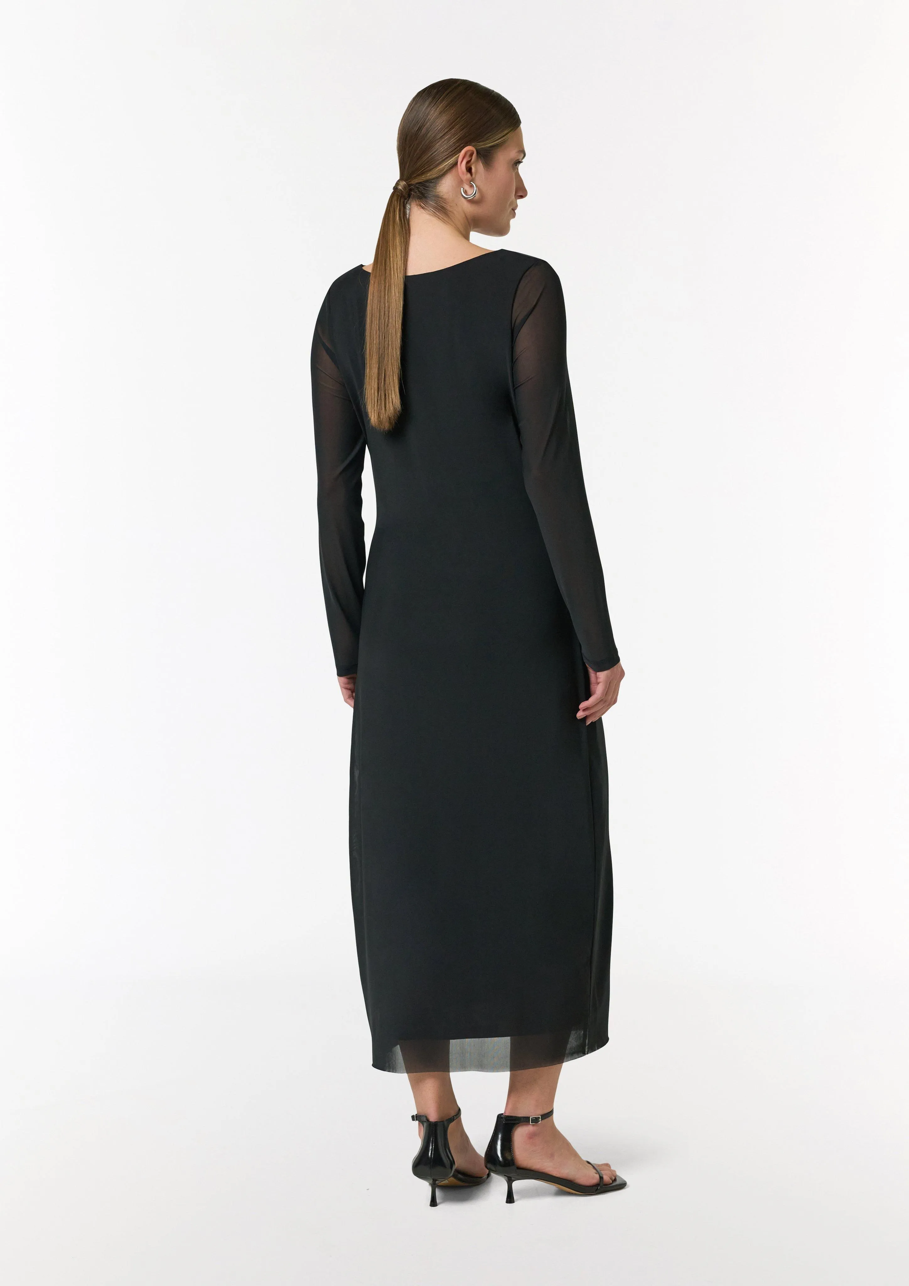 Mesh-Kleid im Slim Fit mit Wasserfall-Ausschnitt